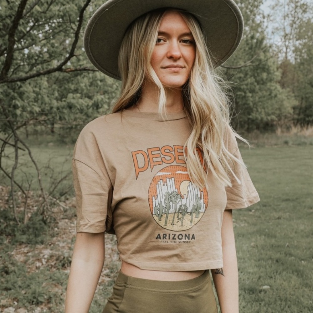 New Desert Dream Vintage Washed Cactus Western Boho Tee